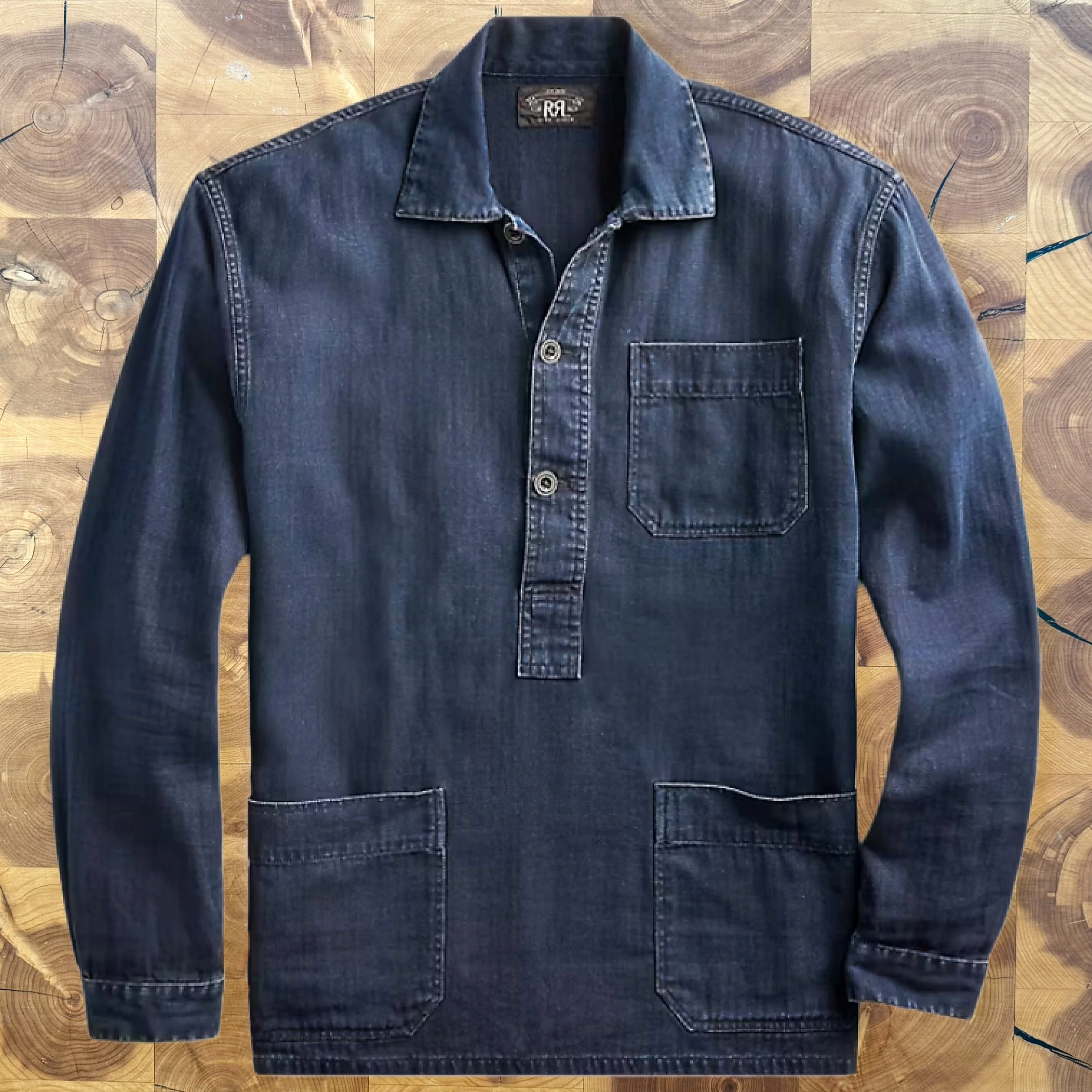 Double RL『INDIGO DENIM WORK SHIRT』(NAVY) RRL Indigo Denim Workshirt (Indigo Rinse) – Grayford's Since